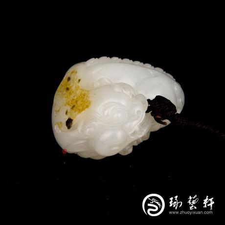【琢艺轩】新疆和田玉洒金皮一级白玉籽玉挂件 小貔貅（独籽） 32克