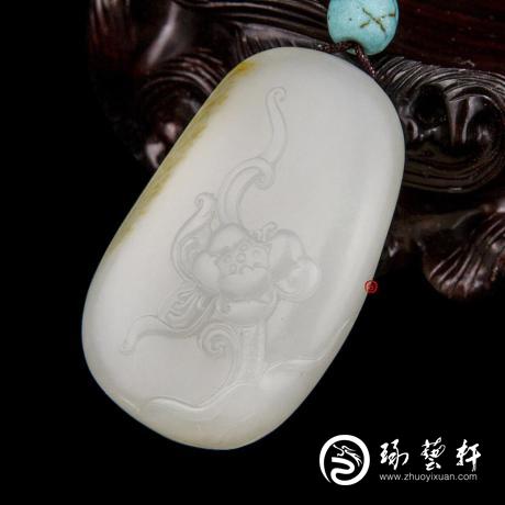 【琢艺轩】新疆和田玉洒金皮白玉籽玉挂件  荷香  28克