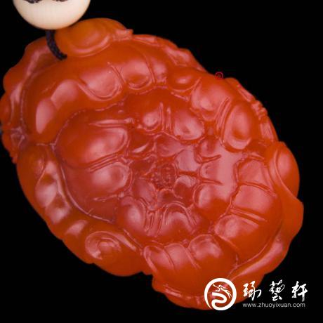 【琢艺轩】四川凉山南红玛瑙樱桃红挂件   牡丹花  6.6克