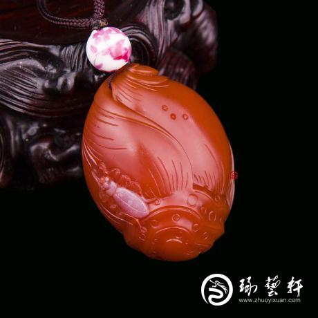 【琢艺轩】四川凉山南红玛瑙柿子红挂件   节节高    29克
