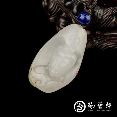 【琢艺轩】新疆和田玉黑皮羊脂白玉籽玉挂件（独籽） 观音（客户代卖实价） 13克