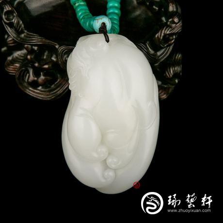【琢艺轩】新疆和田玉洒金皮羊脂白玉籽玉把件 得心应手 110克