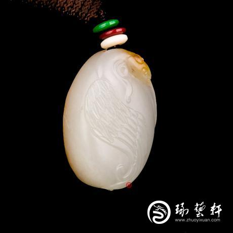 【琢艺轩】新疆和田玉红皮白玉籽玉挂件 鸿运当头 15克