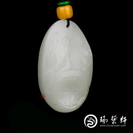 【琢艺轩】新疆和田玉洒金皮白玉籽玉挂件 祥瑞 21克