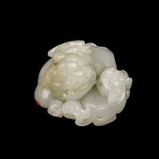 新疆和田玉白玉籽玉把件 带子上朝 73克