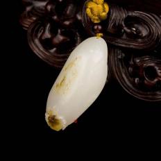 新疆和田玉秋梨皮一级白玉籽玉挂件（独籽） 富甲一方 8克