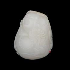 穆宇静 新疆和田玉洒金皮一级白玉籽玉把件（独籽） 弥勒佛 116克