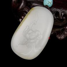 新疆和田玉洒金皮白玉籽玉挂件  荷香  28克