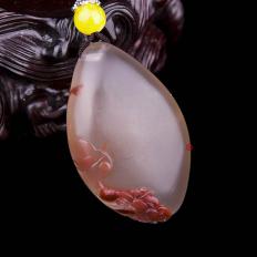 四川凉山南红玛瑙锦红飘花挂件  小池  18克