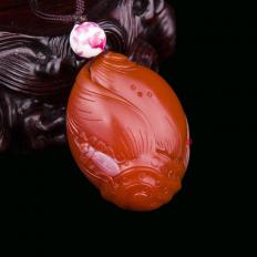 四川凉山南红玛瑙柿子红挂件   节节高    29克