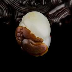 新疆和田玉红沁白玉籽玉挂件 有福同享（独籽） 17克