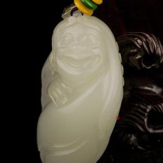 新疆和田玉黑皮一级白玉籽玉挂件 刘海戏金蟾 36克