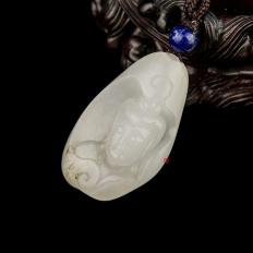 新疆和田玉黑皮羊脂白玉籽玉挂件（独籽） 观音（客户代卖实价） 13克