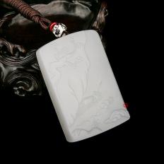 穆宇静 新疆和田玉白皮一级白玉籽玉玉牌 垂钓 67克