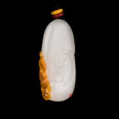 新疆和田玉红皮一级白玉籽玉挂件 流云百福 12克