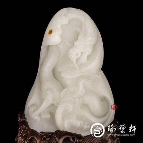 【琢艺轩】穆宇静 新疆和田玉红皮羊脂白玉籽玉摆件 潜龙出渊 579克