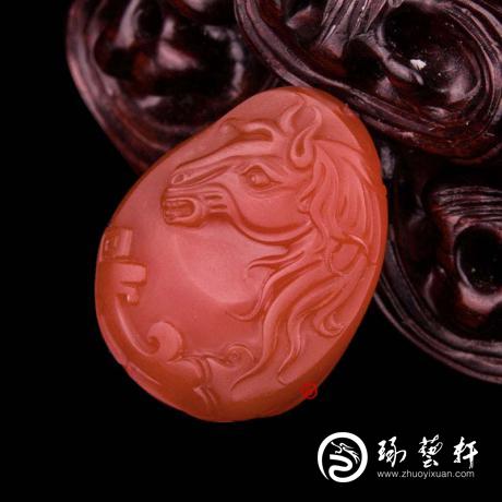 【琢艺轩】四川凉山南红玛瑙挂件      马上有福  9克