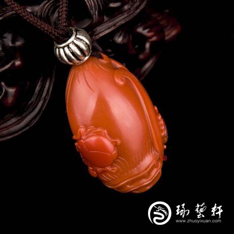 【琢艺轩】四川凉山南红玛瑙绵红挂件  连中三甲 12克