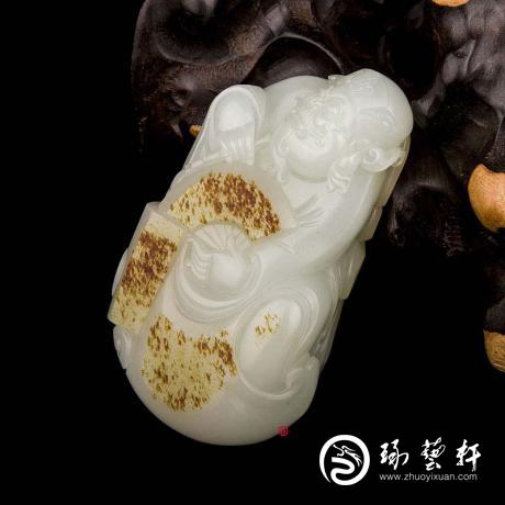 【琢艺轩】宋建东 新疆和田玉红皮一级白玉籽玉把件 天官赐福 183克