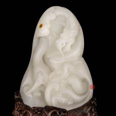 穆宇静 新疆和田玉红皮羊脂白玉籽玉摆件 潜龙出渊 579克