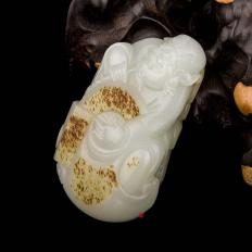 宋建东  新疆和田玉红皮一级白玉籽玉把件 天官赐福 183克