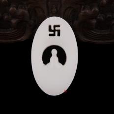 新疆和田玉白皮一级白玉籽玉挂件 心中有佛 17.3克