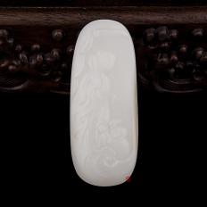 新疆和田玉洒金皮一级白玉籽玉玉牌 膝下承欢 46.7克