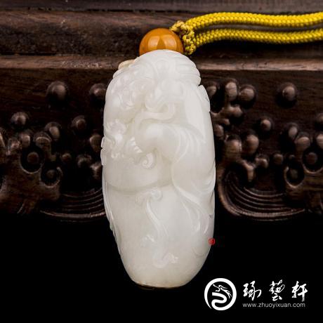 【琢艺轩】新疆和田玉红皮白玉籽玉 财神