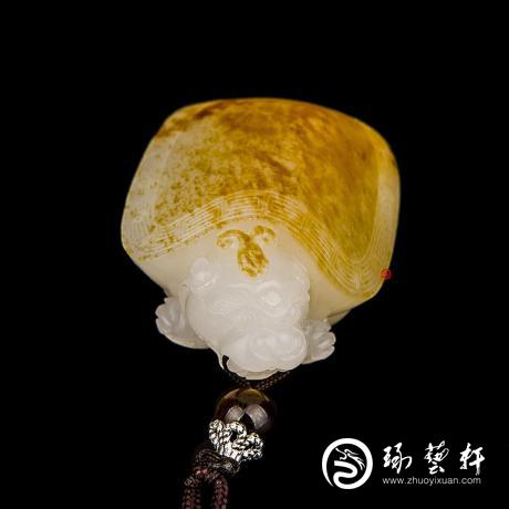 【琢艺轩】新疆和田玉红皮一级白玉籽玉挂件 龙龟（客户代卖实价） 35克