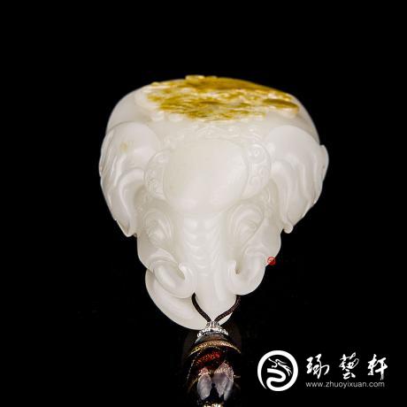 【琢艺轩】曹伟 新疆和田玉黄皮白玉籽玉把件 太平有象 137克