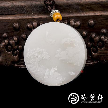 【琢艺轩】新疆和田玉白玉籽玉把件 忆江南 66克