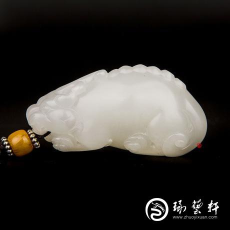 【琢艺轩】新疆和田玉白玉籽玉挂件 貔貅 37克