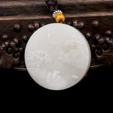 新疆和田玉白玉籽玉把件 忆江南 66克