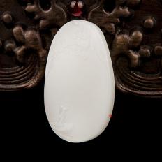 新疆和田玉白皮羊脂白玉籽玉玉牌 高瞻远瞩 14克