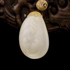 新疆和田玉黄皮白玉籽玉挂件 福禄 6.5克