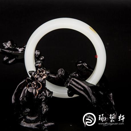 【琢艺轩】新疆和田玉洒金皮白玉籽玉 手镯 70克