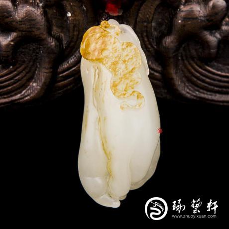 【琢艺轩】新疆和田玉红皮白玉籽玉挂件 福寿 13克