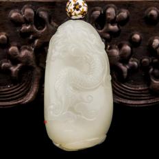 新疆和田玉洒金皮白玉籽玉挂件 龙行天下 41克