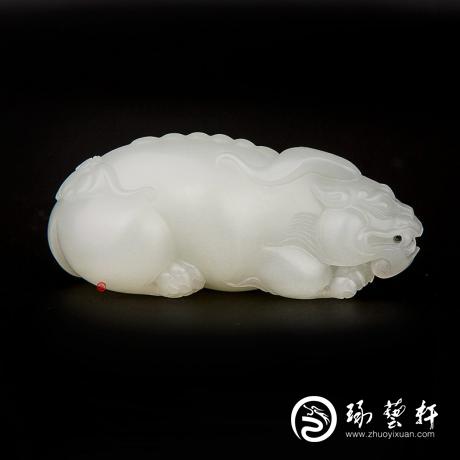 【琢艺轩】新疆和田玉一级白玉籽玉挂件 貔貅 40克