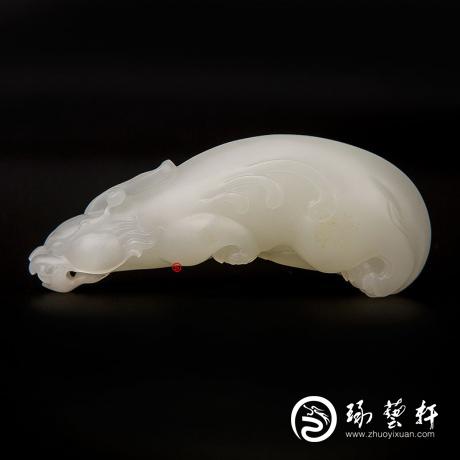 新疆和田玉洒金皮一级白玉籽玉挂件 勇往直前 37克