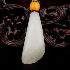 新疆和田玉洒金皮羊脂白玉籽玉挂件 蜻蜓 11克