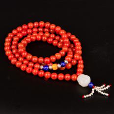 四川凉山南红玛瑙柿子红挂件 手串 90克