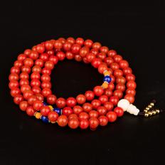 凉山九口南红玛瑙手串  102克