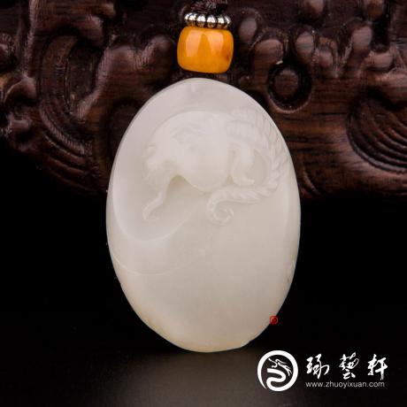 【琢艺轩】新疆和田玉洒金皮白玉籽玉挂件 样样如意 25克