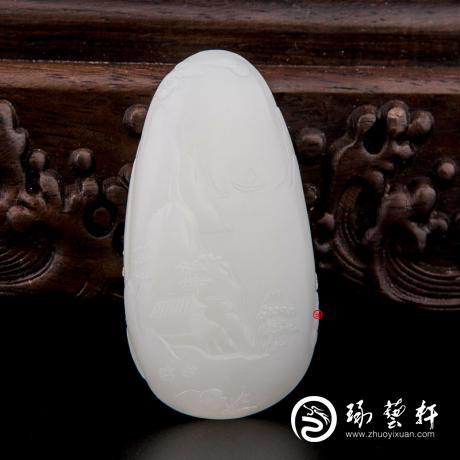 【琢艺轩】新疆和田玉羊脂白玉籽玉玉牌 春江月夜 59克