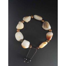 新疆和田玉黄皮白玉籽玉 原石手链 42克