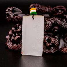 新疆和田玉洒金皮羊脂白玉籽玉挂件 垂钓 8.5克