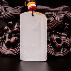 新疆和田玉洒金皮羊脂白玉籽玉挂件 山水 7克