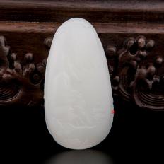 新疆和田玉羊脂白玉籽玉玉牌 春江月夜 59克