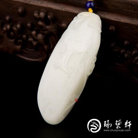 【琢艺轩】新疆和田玉洒金皮羊脂白玉籽玉把件 涅槃 56克